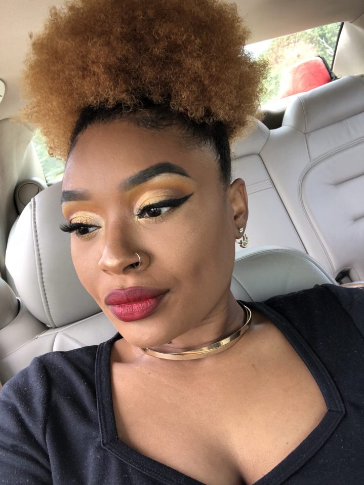 soft gold cut crease makeup on black woman